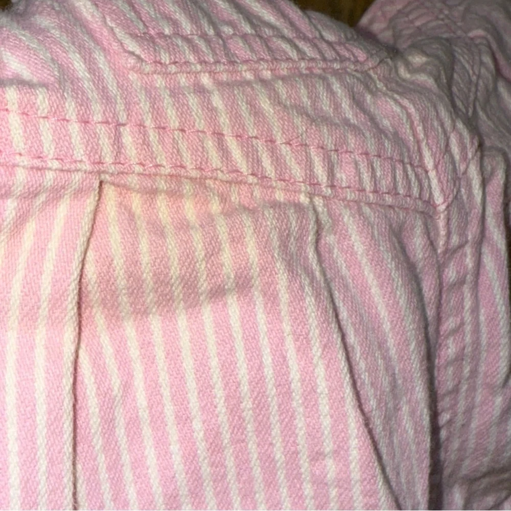 Vintage OshKosh Baby B’Gosh Girl Pink & White Striped Overalls Railroad‎ 3-6 Mo